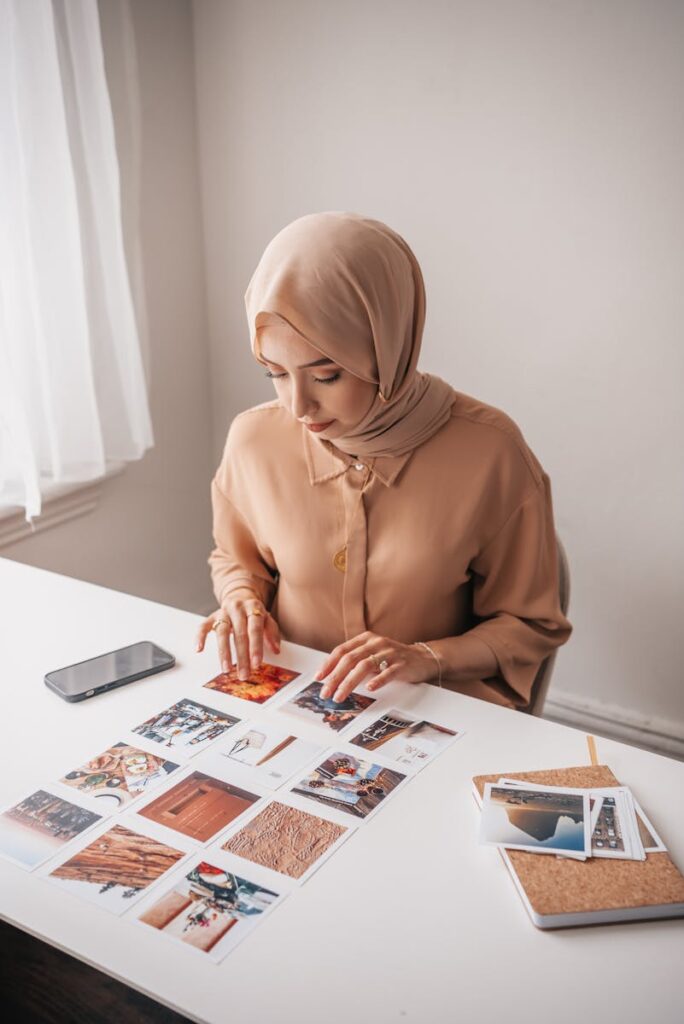 Woman Looking at Photos