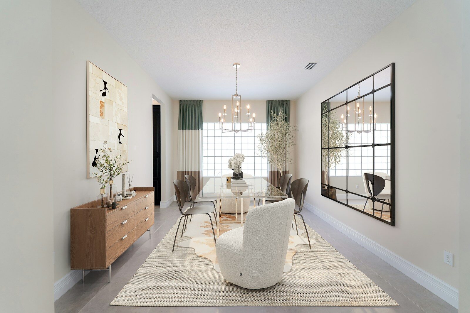 A bright and modern dining room interior