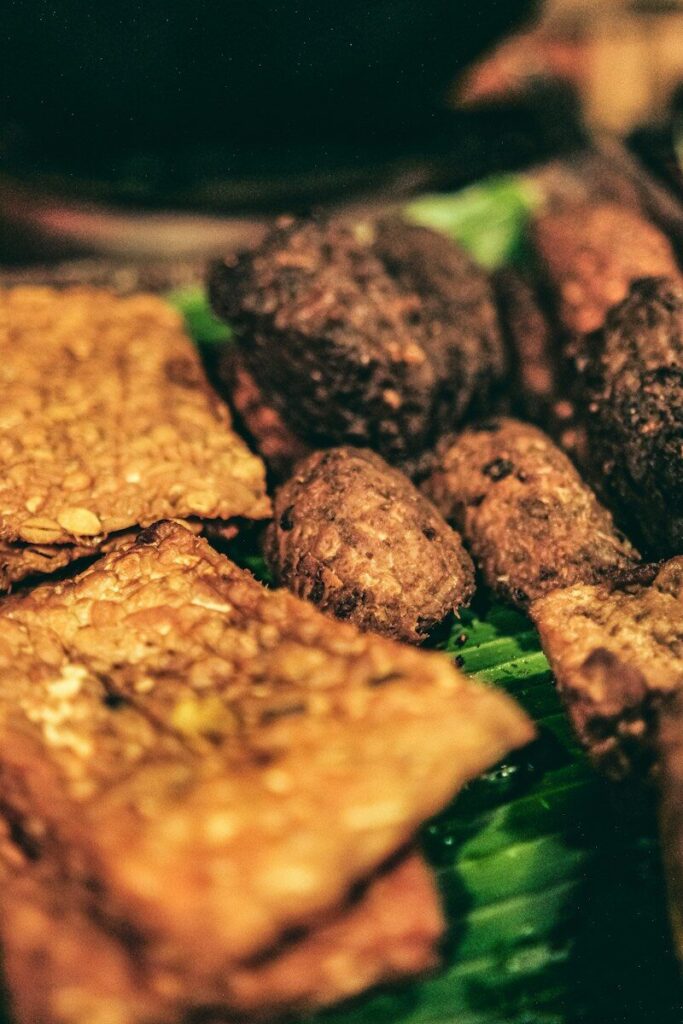 a close up of some food on a plate